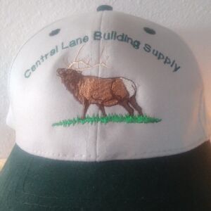 Deadstock Vintage Central Lane Building Supply Deer Buck Elk Strap Back Hat